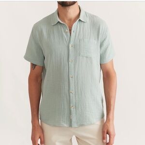 Marine Layer Crinkle Double Cloth Button Down Shirt XL Green Business Casual